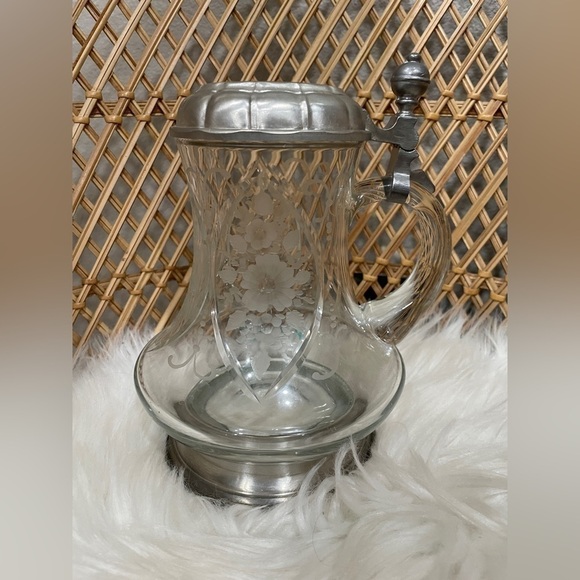 Rein Zinn Cut Glass Pewter Germany Cut crystal Stein - Picture 1 of 5